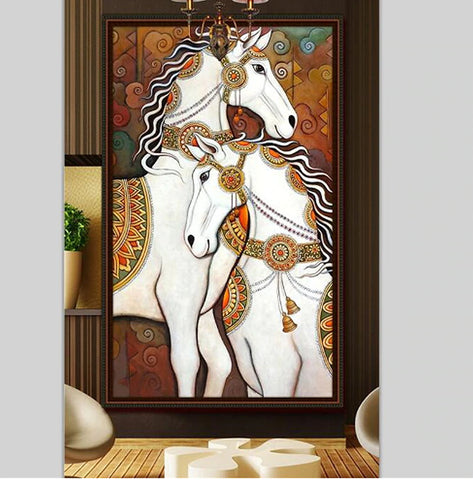 artistic design horse pair mural