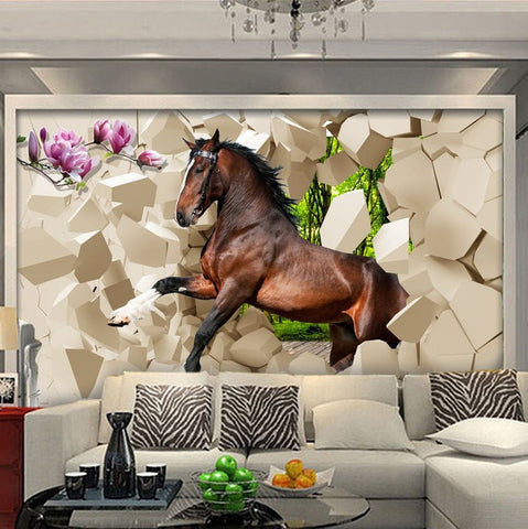 3D Galloping Horse Wallpaper Wall Mural