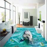 dolphin self-adhesive floor mural