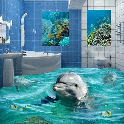 dolphin image floor mural