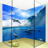 ocean wave peel and stick mural