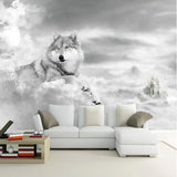 white wolf fantasy mural