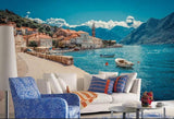 European seaside town wall mural