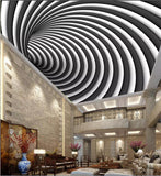 black and white swirl ceiling mural